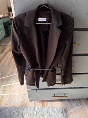 Gerard Darel Dark Brown Belted Blazer